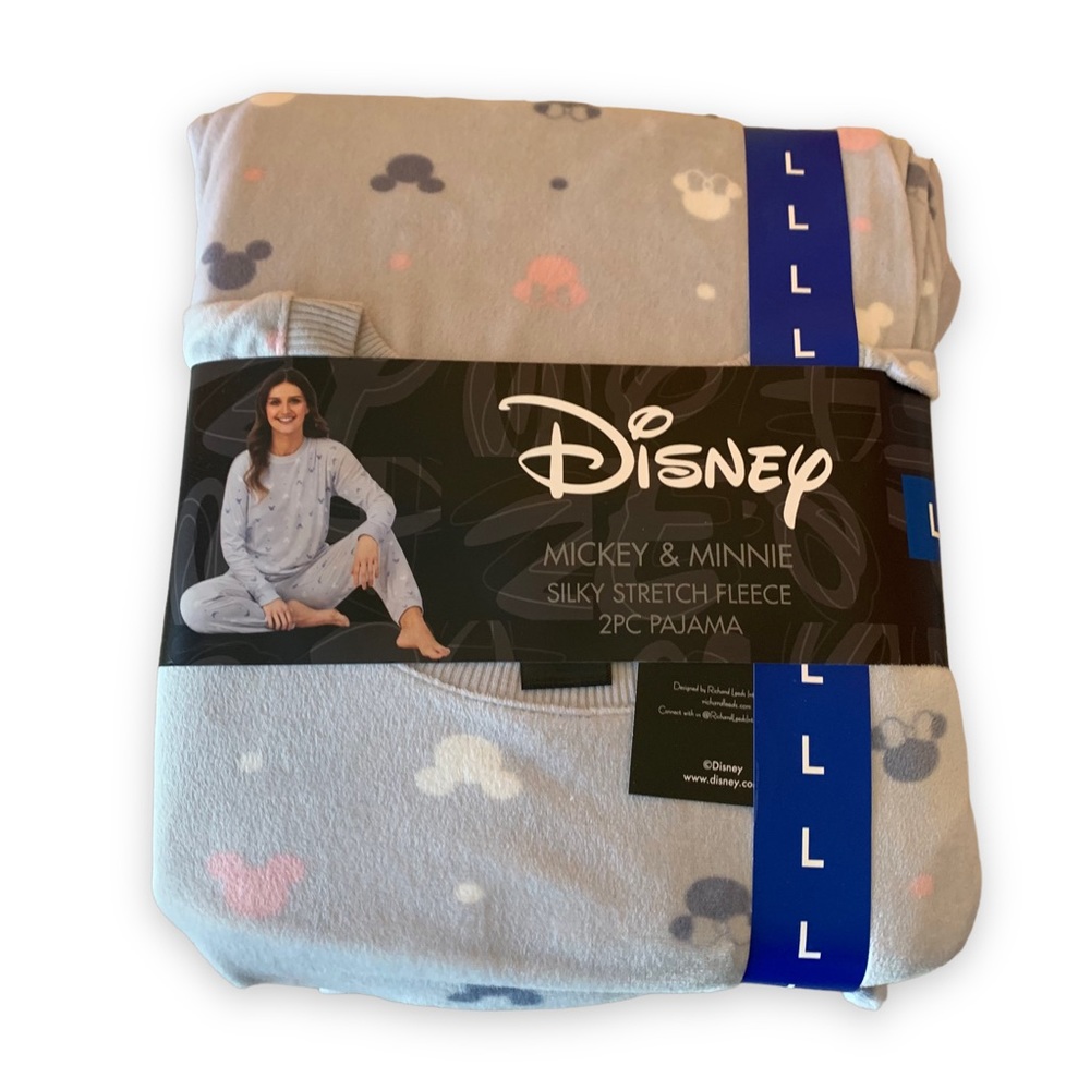 Disney Mickey Minnie Mouse Silky Stretch Fleece Pajama 2-Piece Set Women’s Large